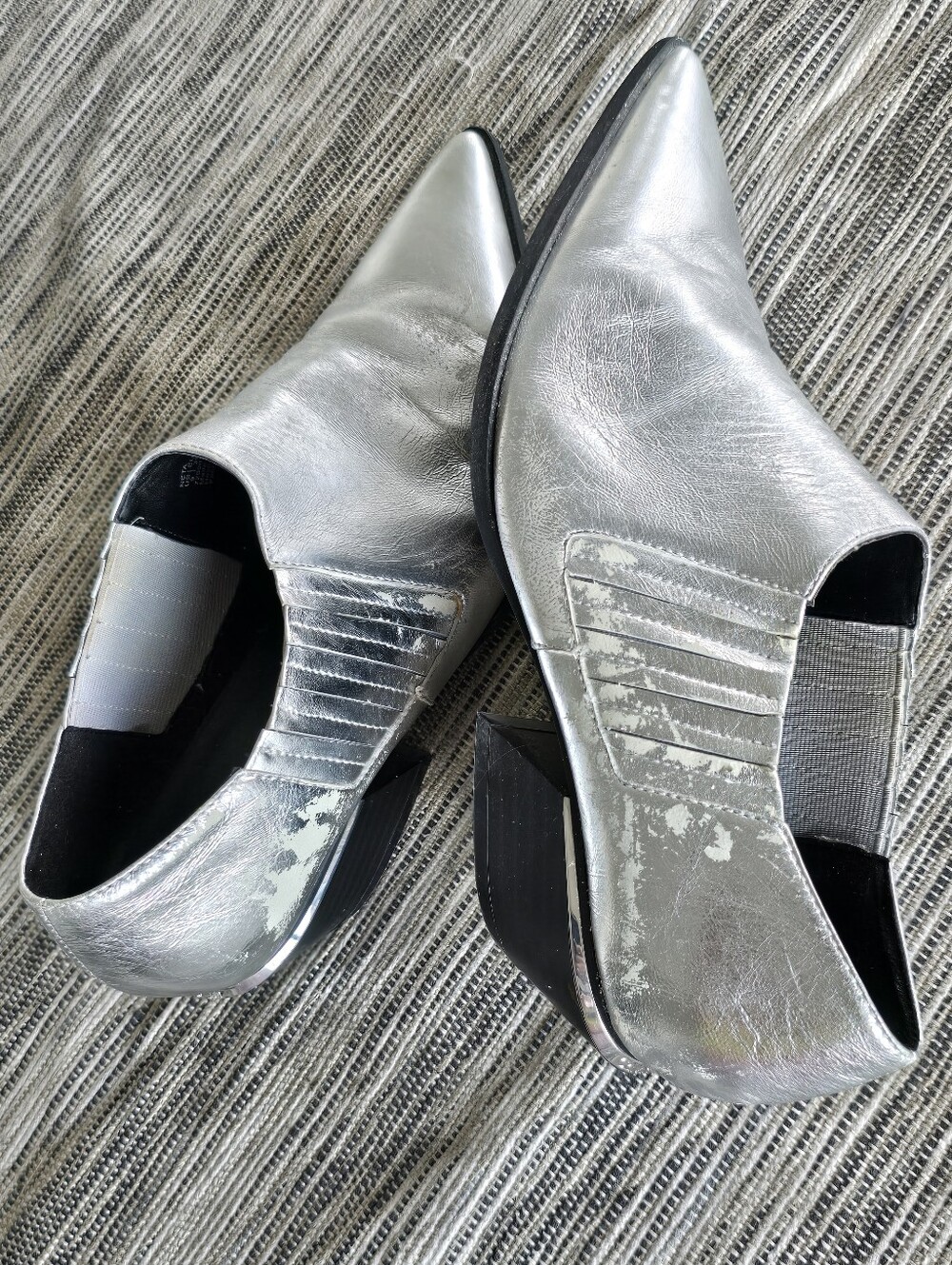 Calvin Klein Metallic Silver Ankle Boots Size 10.5